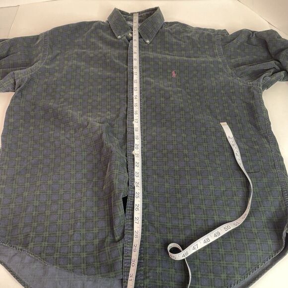 Ralph Lauren Blaire Button Down Long Sleeve Shirt, Large, Dark Blue Checkered - Picture 8 of 8